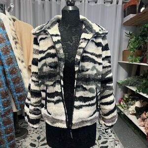 Tribal Black and White Teddy Jacket